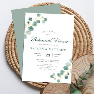 Invitación Elegante Eucalyptus Greenery Rehearsal Dinner