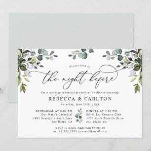 Invitación Elegante Eucalyptus Greenery Rehearsal Dinner