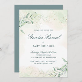 Invitación Elegante Eucalyptus Greenery Revelación de Género