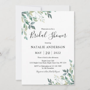 Invitación Elegante Eucalyptus Greenery Rustic Bridal Shower