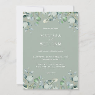 Invitación Elegante Eucalyptus Greenery Sage Green Boda
