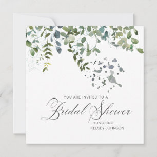 Invitación Elegante Eucalyptus Greenery Script Ducha Nupcial