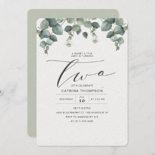 Invitación Elegante Eucalyptus Greenery Segundo Fiesta de Cum