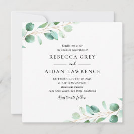 Invitación Elegante Eucalyptus Greenery Square Boda