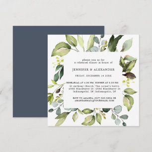 Invitación Elegante Eucalyptus Greenery Square Rehearsal Dinn