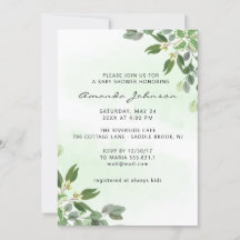 Elegante Eucalyptus Greenery Suculento Baby Shower