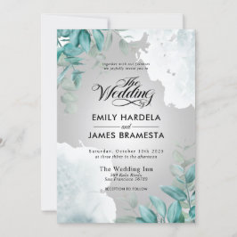 Invitación Elegante Eucalyptus Greenery Watercolor Boda