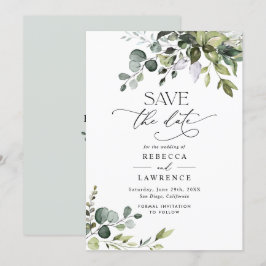 Invitación Elegante Eucalyptus Greenery Wedding Save the Date