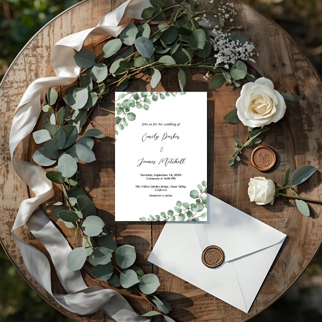 Invitación Elegante Eucalyptus Greenery Wedting (Subido por el creador)