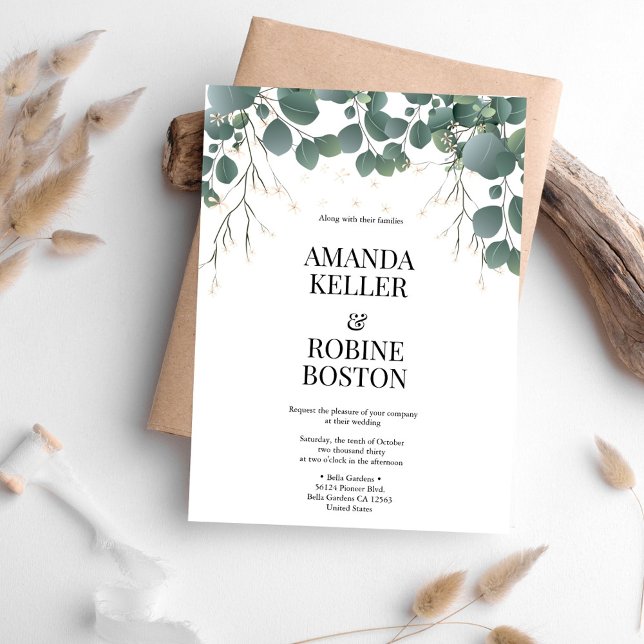 Invitación Elegante Eucalyptus Greenery Wedting (Subido por el creador)