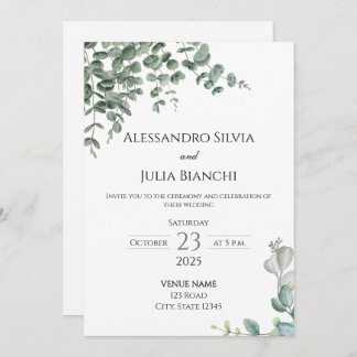 Invitación Elegante Eucalyptus Greenery Wedting