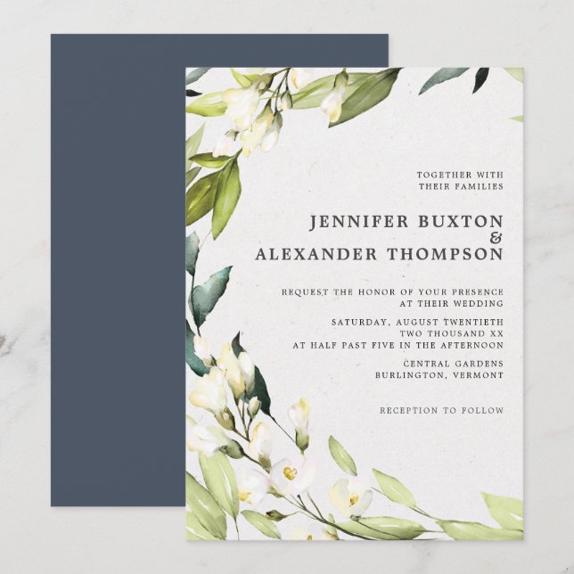 Invitación Elegante Eucalyptus Greenery Wreath Boda (Anverso / Reverso)