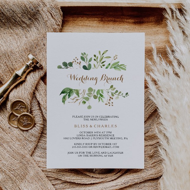Invitación Elegante Eucalyptus Leaf Greenery Boda Brunch (Subido por el creador)