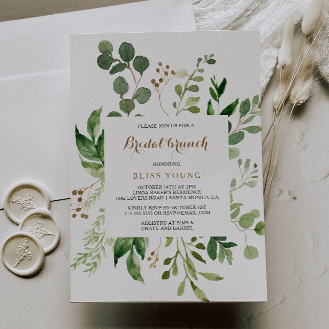 Invitación Elegante Eucalyptus Leaf Greenery Bridal Brunch (Subido por el creador)