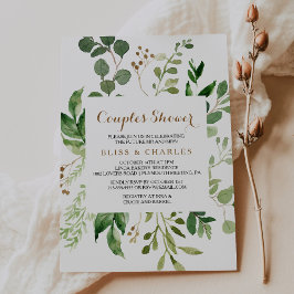 Invitación Elegante Eucalyptus Leaf Greenery Parejas Ducha