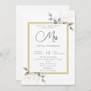 Invitación Elegante Eucalyptus Oro Futuro Sra Bridal Shower