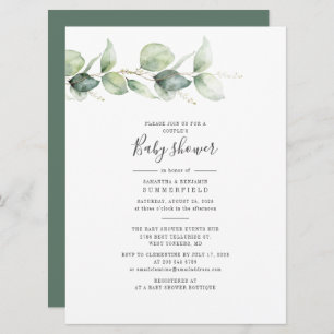 Invitación Elegante Eucalyptus Parejas Baby Shower Greenery