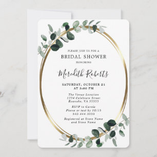 Invitación Elegante Eucalyptus Relieve metalizado dorado Brid