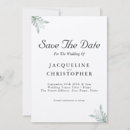 Invitación Elegante Eucalyptus Rustic Save The Date Boda