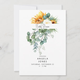 Invitación Elegante Eucalyptus Sunflower Bridal Shower