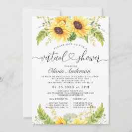 Invitación Elegante Eucalyptus Sunflower Virtual Bridal Showe