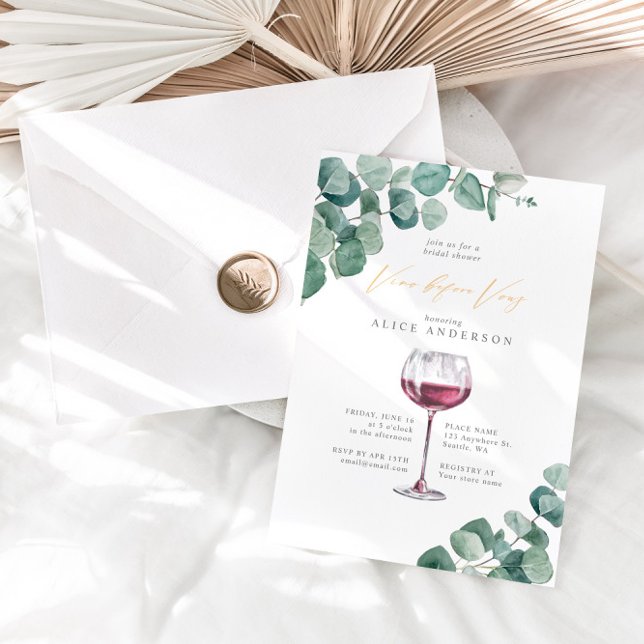 Invitación Elegante Eucalyptus Vino Antes De Var Ducha Bridal (Subido por el creador)