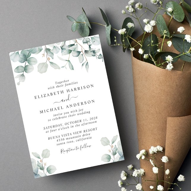 Invitación Elegante Eucalyptus Watercolor Boda (Subido por el creador)