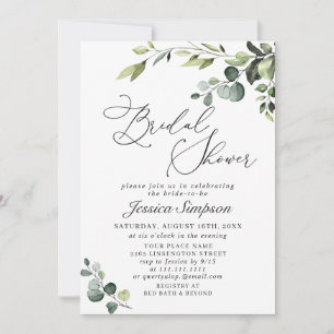 Invitación Elegante Eucalyptus Watercolor Bridal Shower