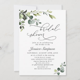 Invitación Elegante Eucalyptus Watercolor Bridal Shower