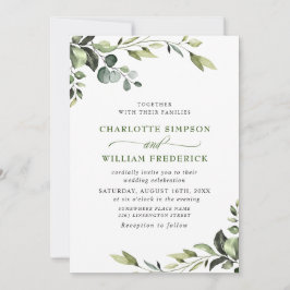 Invitación Elegante Eucalyptus Watercolor Greenery Boda
