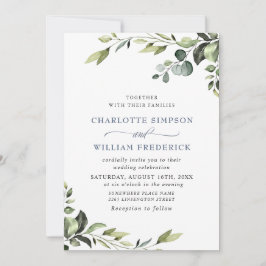 Invitación Elegante Eucalyptus Watercolor Greenery Boda