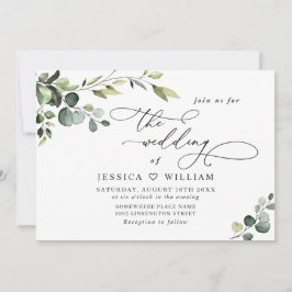 Invitación Elegante Eucalyptus Watercolor Greenery Boda