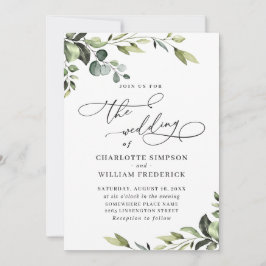 Invitación Elegante Eucalyptus Watercolor Greenery Boda