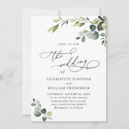 Invitación Elegante Eucalyptus Watercolor Greenery Boda