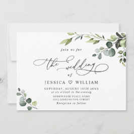 Invitación Elegante Eucalyptus Watercolor Greenery Boda