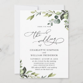 Invitación Elegante Eucalyptus Watercolor Greenery Boda