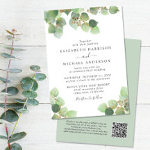 Elegante Eucalyptus Watercolor QR Code Boda