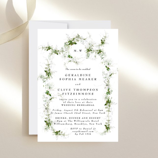 Invitación Elegante Eucalyptus Wreath Boda Ensayo Cena (Subido por el creador)