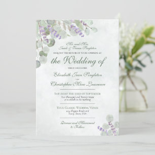 Invitación Elegante Eucalyptus y Lavender Boda formal