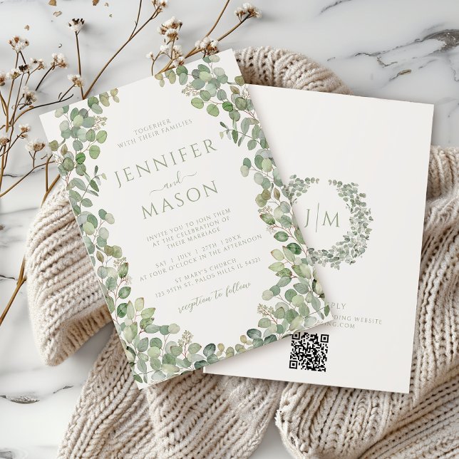 Invitación Elegante Eugalyptus Greenery Wreath Boda (Subido por el creador)