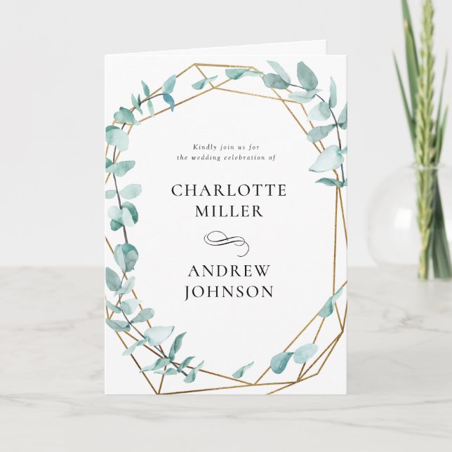 Invitación Elegante Eukalyptus Grün Gold (Anverso)