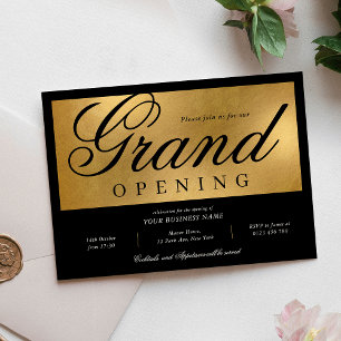 Invitación Elegante evento de apertura Black & Gold Grand