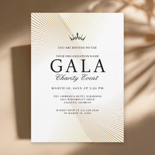 Invitación Elegante evento de caridad de oro y gala blanca