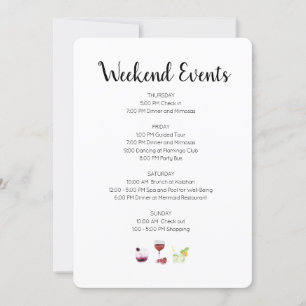Invitación Elegante evento de fin de semana Itinerario