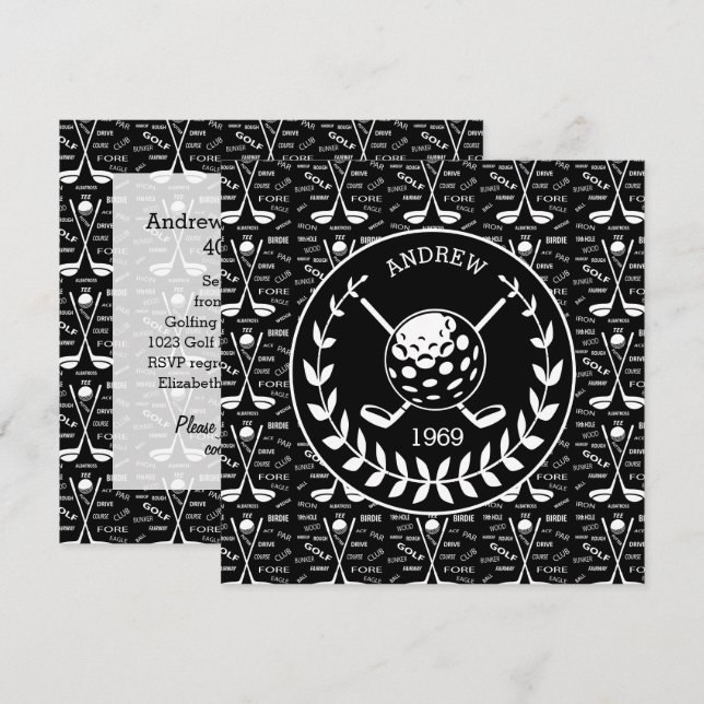 Invitación Elegante evento de golf (Anverso / Reverso)