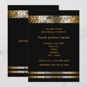 Invitación Elegante evento de Mármol Negro y Oro