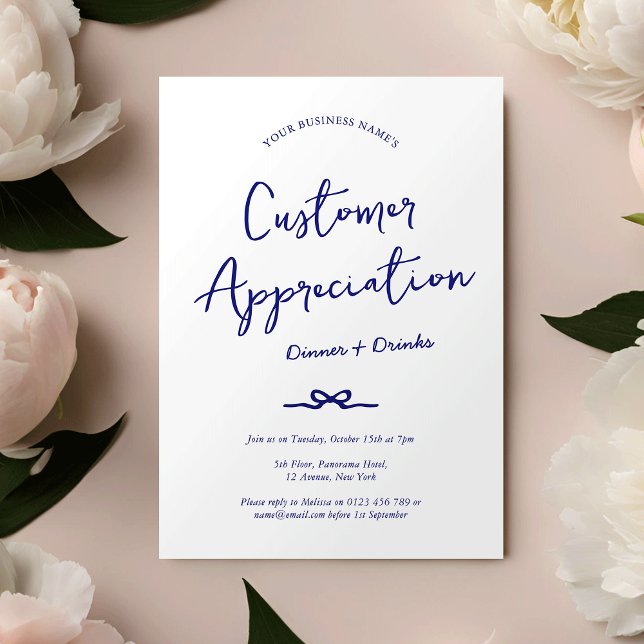 Invitación Elegante evento de reconocimiento de cliente manus (Modern handwritten style business invitation for appreciation event)