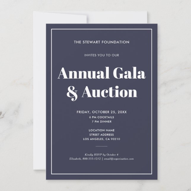 Invitación Elegante evento empresarial Minimalista azul (Anverso)