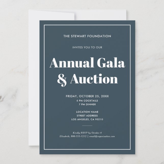 Invitación Elegante evento empresarial Minimalista azul (Anverso)