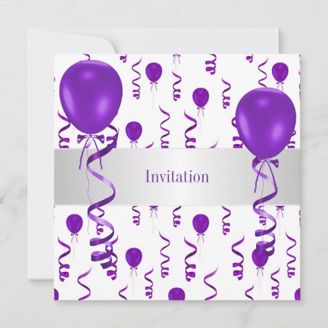 Invitación Elegante evento especial de Fiesta en globo morado (Anverso)